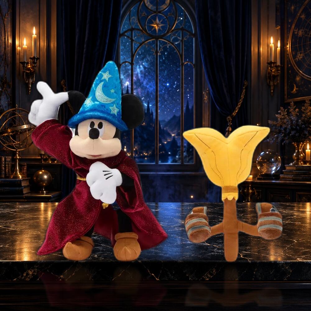 Disney Fantasia 85th Sorcerer Mickey Magic Broom Plush Set Boxed